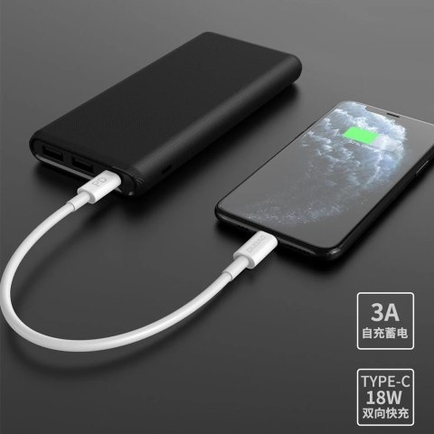 Dudao powerbank 10000mAh 18W Quick Charge Power Delivery 2x USB / 1x USB Typ C czarny (K12PQ_B)