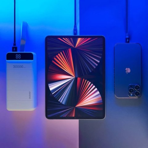 Dudao powerbank 30000 mAh 3x USB z lampką LED biały (K8s+ white)