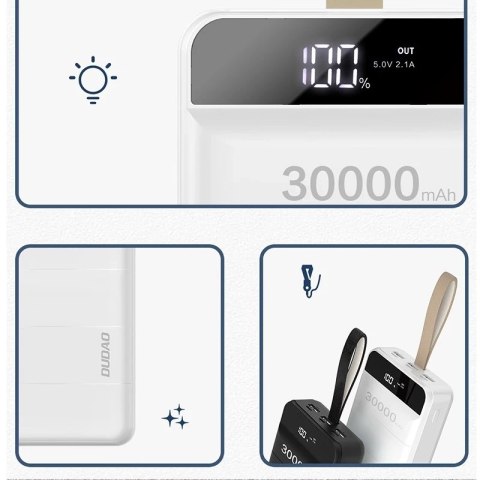 Dudao powerbank 30000 mAh 3x USB z lampką LED czarny (K8s+ black)