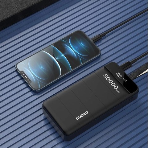Dudao powerbank 30000 mAh 3x USB z lampką LED czarny (K8s+ black)