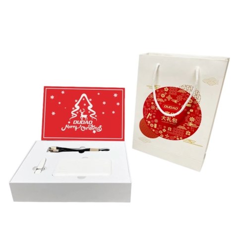 Dudao zestaw prezentowy powerbank 10000mAh K4X, bezprzewodowa słuchawka Bluetooth U7, kabel USB 3w1 - Lightning / USB Typ C / mi