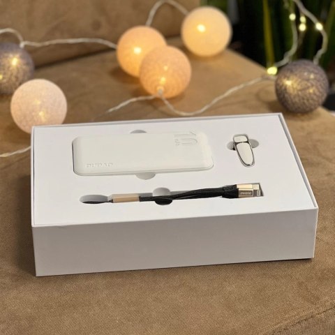 Dudao zestaw prezentowy powerbank 10000mAh K4X, bezprzewodowa słuchawka Bluetooth U7, kabel USB 3w1 - Lightning / USB Typ C / mi