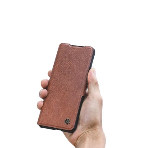 Nillkin Aoge Leather Case elastyczne pancerne etui z prawdziwej skóry z kieszonką Samsung Galaxy Z Fold 3 czarny