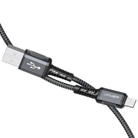 Acefast kabel MFI USB - Lightning 1,2m, 2,4A szary (C1-02 deep space gray)