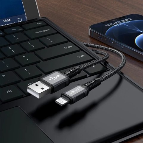 Acefast kabel MFI USB - Lightning 1,2m, 2,4A szary (C1-02 deep space gray)