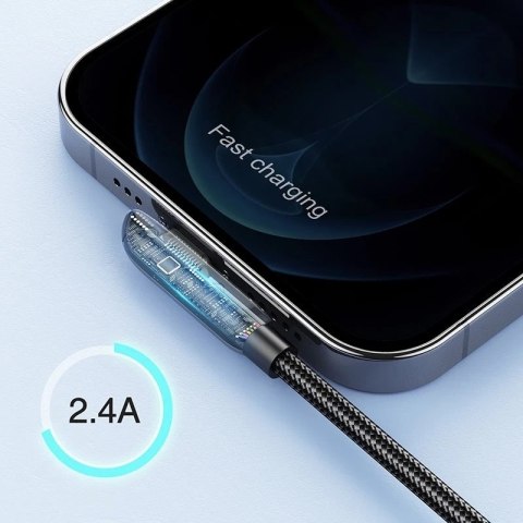 Joyroom gamingowy kabel USB - Lightning do ładowania / transmisji danych 2,4A 1,2m czarny (S-1230K3)