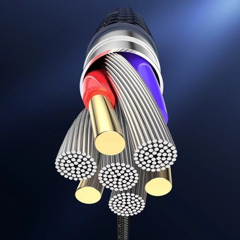 Joyroom wytrzymały kabel przewód USB - Lightning z reagującym na dźwięk podświetleniem LED 2,4A 1,2m szary (S-1230N16)