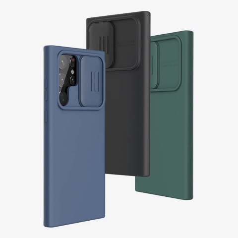 Nillkin CamShield Silky Silicone Case etui pokrowiec z osłoną na aparat do Samsung Galaxy S22 Ultra czarny