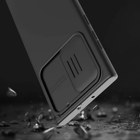 Nillkin CamShield Silky Silicone Case etui pokrowiec z osłoną na aparat do Samsung Galaxy S22 Ultra czarny
