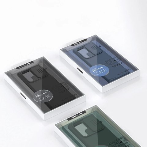 Nillkin CamShield Silky Silicone Case etui pokrowiec z osłoną na aparat do Samsung Galaxy S22 Ultra czarny