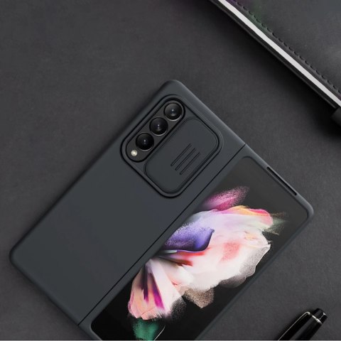 Nillkin CamShield Silky Silicone Case etui pokrowiec z osłoną na aparat do Samsung Galaxy Z Fold 3 zielony