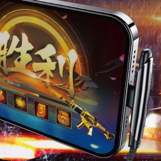 WK Design Gaming Series płaski kabel kątowy z bocznym wtykiem USB - Lightning do szybkiego ładowania / transmisji danych 6A 1m c