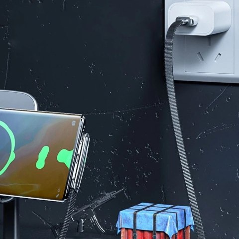 WK Design Gaming Series płaski kabel kątowy z bocznym wtykiem USB - Lightning do szybkiego ładowania / transmisji danych 6A 1m c