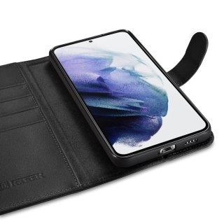 ICarer Haitang Leather Wallet Case skórzane etui do Samsung Galaxy S22+ (S22 Plus) portfel obudowa pokrowiec czarny (AKSM05BK)