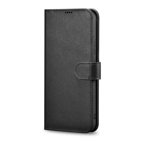 ICarer Haitang Leather Wallet Case skórzane etui do Samsung Galaxy S22+ (S22 Plus) portfel obudowa pokrowiec czarny (AKSM05BK)
