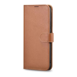 ICarer Haitang Leather Wallet Case skórzane etui do Samsung Galaxy S22 portfel obudowa pokrowiec brązowy (AKSM04BN)