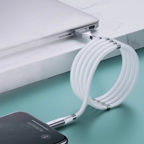 Remax samoorganizujący magnetyczny kabel przewód USB - Lightning 2,1 A 1 m biały (RC-125i white)