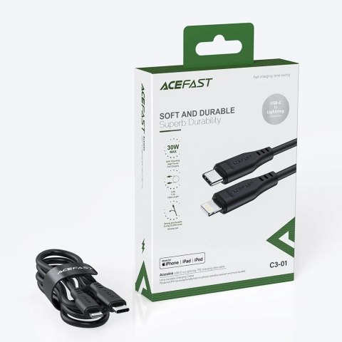 Acefast kabel MFI USB Typ C - Lightning 1,2m, 30W, 3A biały (C3-01 white)