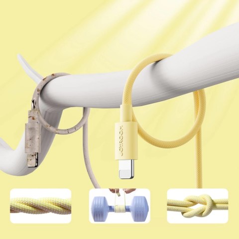 Joyroom wytrzymały kabel USB Typ C - Lightning do szybkiego ładowania / transmisji danych 20W 2m żółty (S-2024M13)
