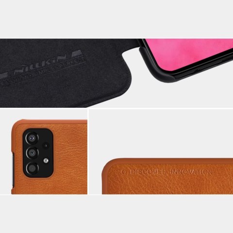 Nillkin Qin Case etui do Samsung Galaxy A33 5G osłona na aparat kabura pokrowiec obudowa z klapką brązowy