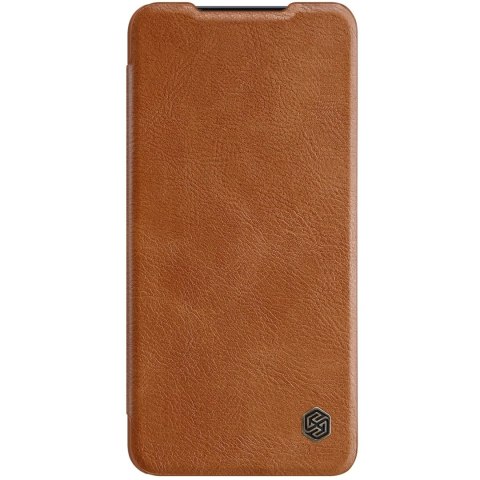 Nillkin Qin Leather Pro Case etui do Samsung Galaxy S22 Ultra osłona na aparat kabura pokrowiec obudowa z klapką brązowy