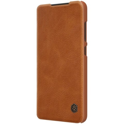 Nillkin Qin Leather Pro Case etui do Samsung Galaxy S22 Ultra osłona na aparat kabura pokrowiec obudowa z klapką brązowy