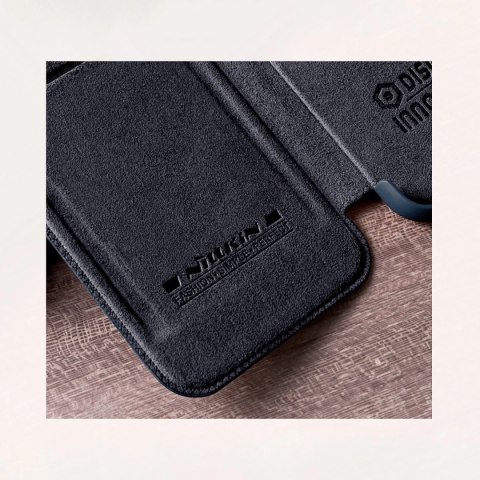 Nillkin Qin Leather Pro Case etui do Samsung Galaxy S22 Ultra osłona na aparat kabura pokrowiec obudowa z klapką brązowy