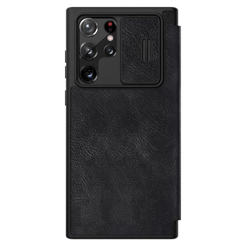 Nillkin Qin Leather Pro Case etui do Samsung Galaxy S22 Ultra osłona na aparat kabura pokrowiec obudowa z klapką czarny