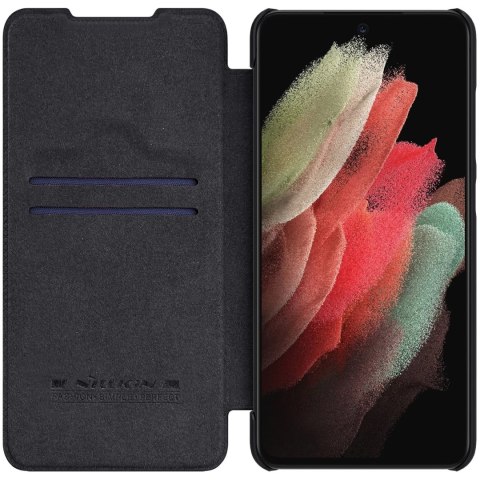 Nillkin Qin Leather Pro Case etui do Samsung Galaxy S22 Ultra osłona na aparat kabura pokrowiec obudowa z klapką czarny