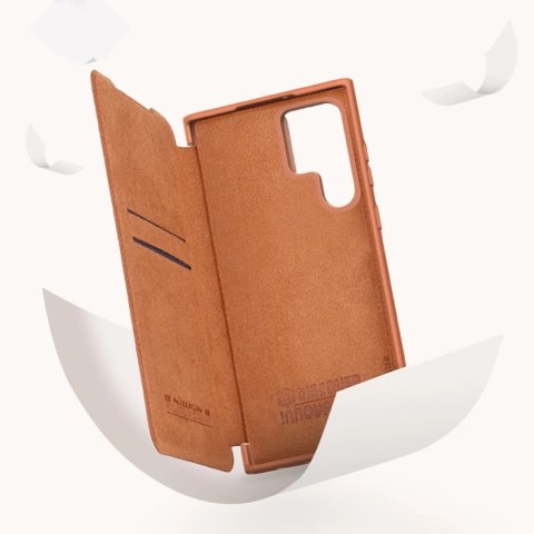 Nillkin Qin Leather Pro Case etui do Samsung Galaxy S22 Ultra osłona na aparat kabura pokrowiec obudowa z klapką czarny
