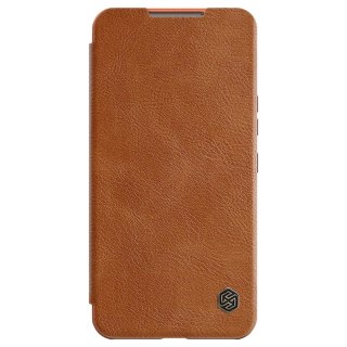 Nillkin Qin Leather Pro Case etui do Samsung Galaxy S22 osłona na aparat kabura pokrowiec obudowa z klapką brązowy