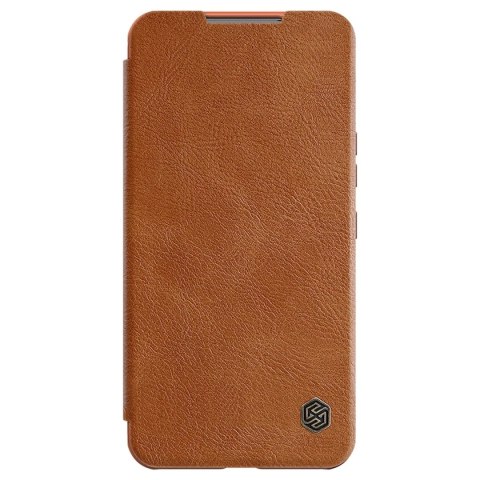 Nillkin Qin Leather Pro Case etui do Samsung Galaxy S22 osłona na aparat kabura pokrowiec obudowa z klapką brązowy