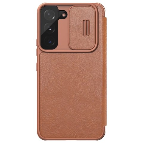 Nillkin Qin Leather Pro Case etui do Samsung Galaxy S22 osłona na aparat kabura pokrowiec obudowa z klapką brązowy