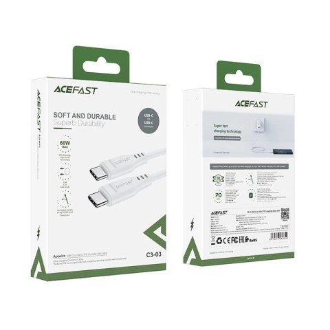 Acefast kabel USB Typ C - USB Typ C 1,2m, 60W (20V/3A) biały (C3-03 white)
