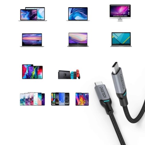 Choetech 2x kabel przewód USB Typ C - USB Typ C Power Delivery 100W 5A 1,8m czarny (MIX00073)