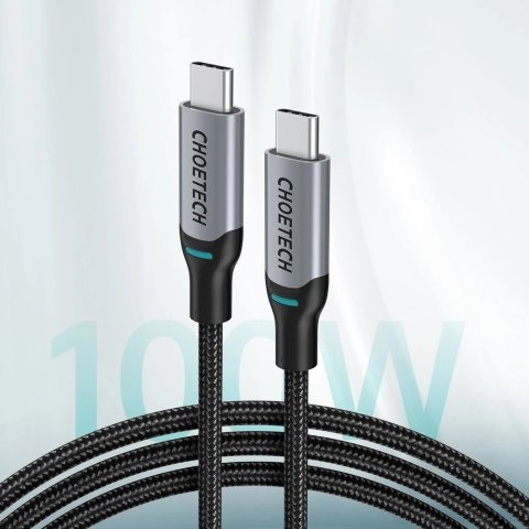 Choetech 2x kabel przewód USB Typ C - USB Typ C Power Delivery 100W 5A 1,8m czarny (MIX00073)