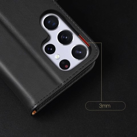 Dux Ducis Hivo skórzane etui z klapką pokrowiec ze skóry naturalnej portfel na karty i dokumenty Samsung Galaxy S22 Ultra czerwo