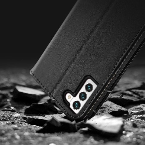 Dux Ducis Hivo skórzane etui z klapką pokrowiec ze skóry naturalnej portfel na karty i dokumenty Samsung Galaxy S22 czerwony