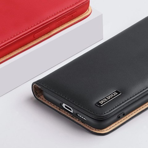 Dux Ducis Hivo skórzane etui z klapką pokrowiec ze skóry naturalnej portfel na karty i dokumenty Samsung Galaxy S22 niebieski