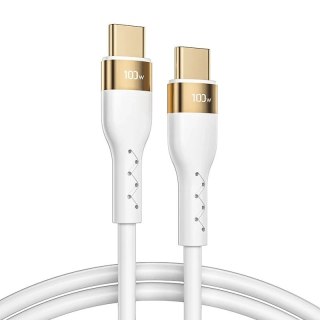 Joyroom Liquid Silicone kabel USB Typ C - USB Typ C do ładowania / transmisji danych PD 100W 1,2m biały (S-1250N18-10)