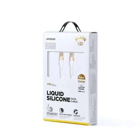 Joyroom Liquid Silicone kabel USB Typ C - USB Typ C do ładowania / transmisji danych PD 100W 1,2m biały (S-1250N18-10)