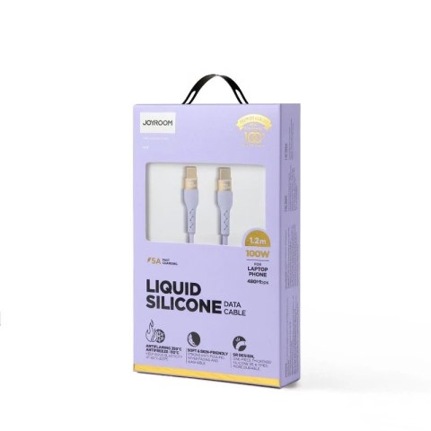 Joyroom Liquid Silicone kabel USB Typ C - USB Typ C do ładowania / transmisji danych PD 100W 1,2m fioletowy (S-1250N18-10)
