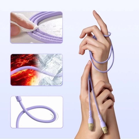 Joyroom Liquid Silicone kabel USB Typ C - USB Typ C do ładowania / transmisji danych PD 100W 1,2m fioletowy (S-1250N18-10)