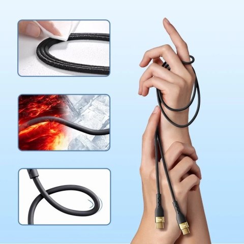 Joyroom Liquid Silicone kabel USB Typ C - USB Typ C do ładowania / transmisji danych PD 100W 2m czarny (S-2050N18-10)