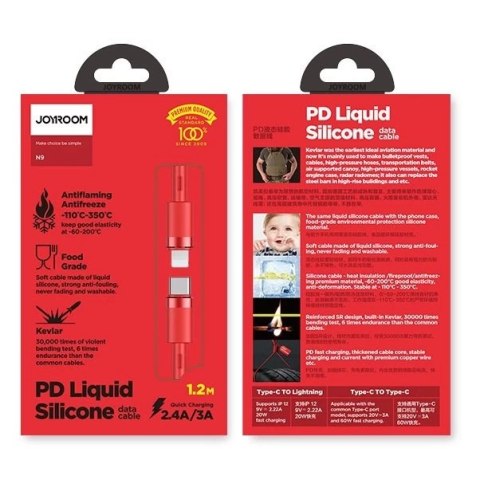 Joyroom kabel przewód USB Typ C - Lightning PD 20W 1,2m czerwony (S-1224N9)