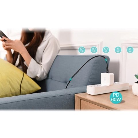 Choetech kabel przewód USB Typ C - USB Typ C Power Delivery 60W 2m czarny (XCC-1004-BK)