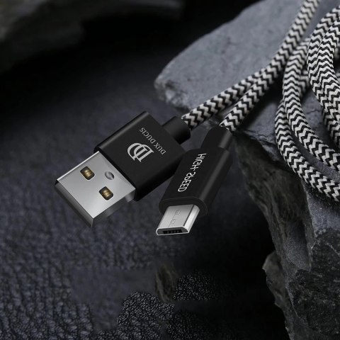 Dux Ducis K-ONE Series nylonowy kabel przewód USB / micro USB 2.1A 2M czarny