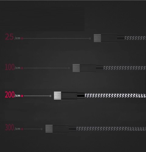 Dux Ducis K-ONE Series nylonowy kabel przewód USB / micro USB 2.1A 2M czarny