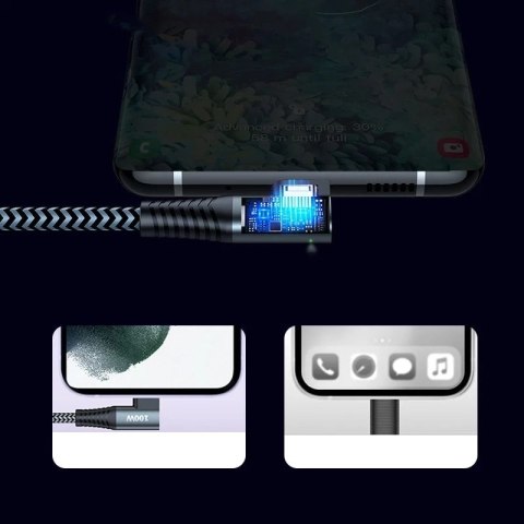 Joyroom kątowy kabel przewód USB Typ C - USB Typ C Power Delivery 100W 5A 1,5m szary (S-1550N12 C-C gray)