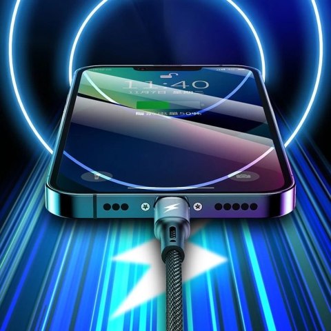 WK Design Gaming Series kabel 3w1 z końcówkami USB - USB Typ C / Lightning / micro USB 1,2m 3A czarny (WDC-150)